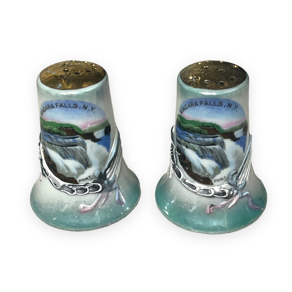Vintage Japan Dragonware Moriage Salt & Pepper Shakers Dragon Niagara Falls